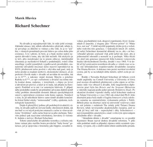 Richard Schechner - Divadlo.cz