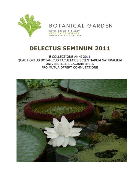DELECTUS SEMINUM 2011 - hirc.botanic.hr, Department of Botany ...