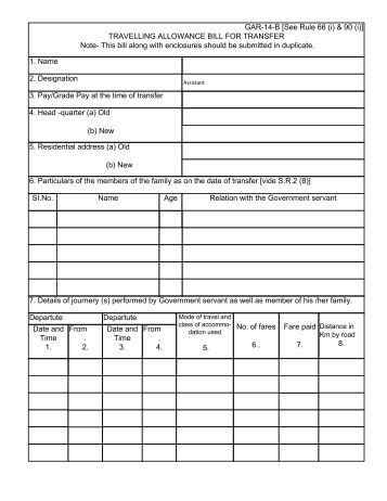 Travelling Allowance Bill For Retirement - Wonder Traveling