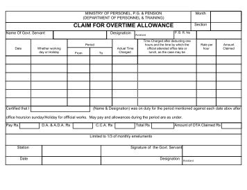 allowance standby how does work Overtime Statement of for the claim showing particulars