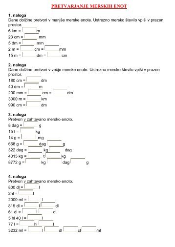 PRETVARJANJE MERSKIH ENOT