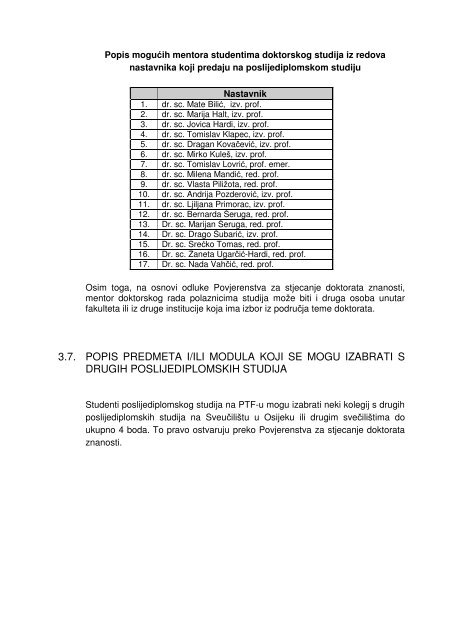 Doktorski studij - Prehrambeno-tehnoloÅ¡ki fakultet Osijek