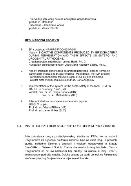 Doktorski studij - Prehrambeno-tehnoloÅ¡ki fakultet Osijek