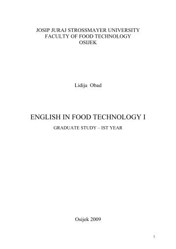 ENGLISH IN FOOD TECHNOLOGY I