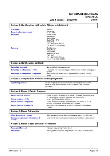 3472 SPUTASOL (Italian (IT)) MSDS - OXOID (BASINGSTOKE)