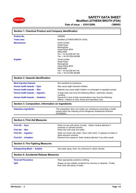 3495 Modified LETHEEN BROTH (FDA) (English (GB)) MSDS - Oxoid