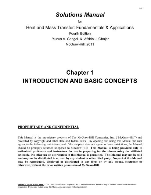 Solutions Manual Chapter 1 INTRODUCTION AND BASIC CONCEPTS