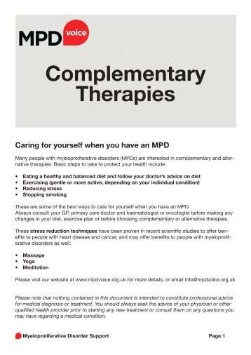 patient-recommended complementary therapies - MPD Voice