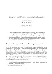 Using Java and HTML for Linear Algebra Instruction - Department of ...