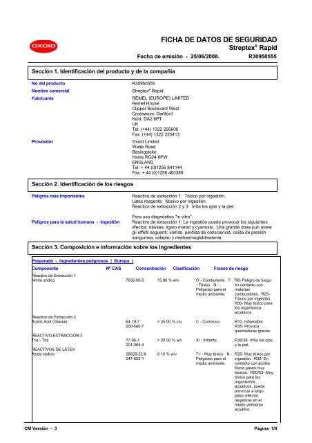 9710 Streptex^HÃ‚Â®^n Rapid (Spanish (ES)) MSDS - REMEL ... - Oxoid