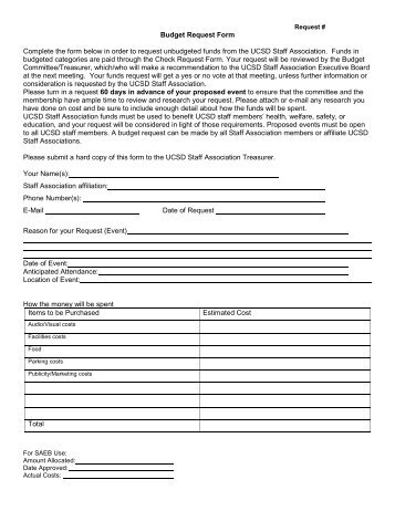 budget request form