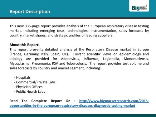 2015 Opportunities in the European Respiratory Diseases Diagnostic Testing Market