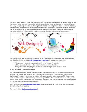 Exquisite Web designing company Ensures Their Every Website to Swing in fashion - omkarsoft.com