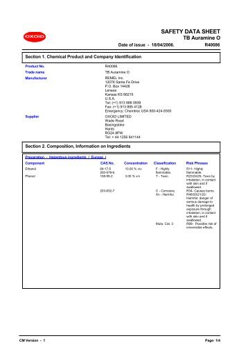 0044 TB Auramine O (English (GB)) MSDS - Remel Inc ... - Oxoid