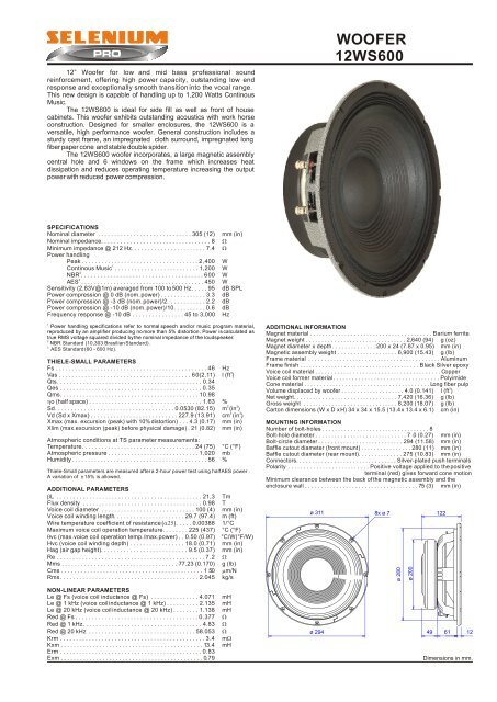 jbl selenium 12ws600