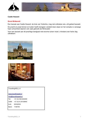 Castle Howard Groot BrittanniÃ« Een bezoek aan Castle Howard: de ...