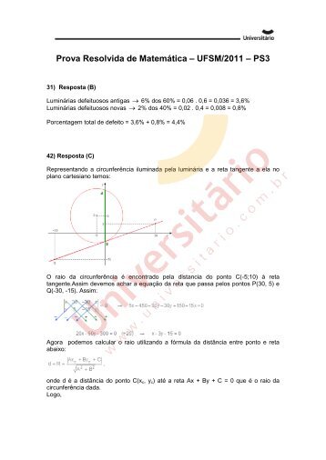 Prova Resolvida de MatemÃ¡tica da UFSM/2011 - Processo Seletivo 3