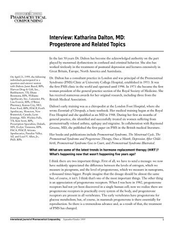 Interview: Katharina Dalton, MD - Natural-Progesterone-Advisory ...
