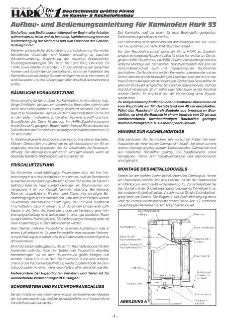 Aufbau- und Bedienungsanleitung für Kaminofen Hark 53