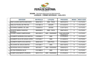 Julho 2013 - Prefeitura Municipal de Feira de Santana