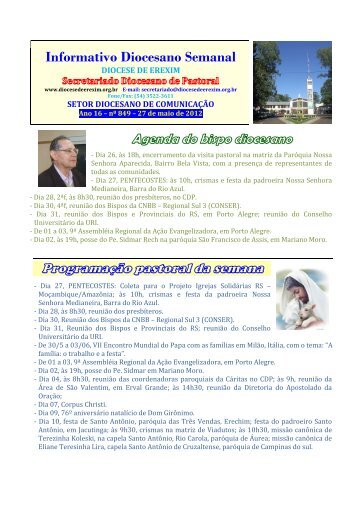 Informativo Diocesano Semanal - Diocese de Erexim