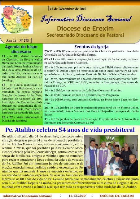 Informativo Semanal do dia 12 de Dezembro de 2010. - Diocese de ...