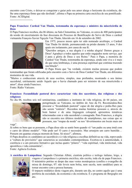 Informativo Semanal do dia 14 de Julho - Diocese de Erexim