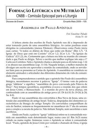 CNBB â ComissÃ£o Episcopal para a Liturgia - Diocese de Erexim