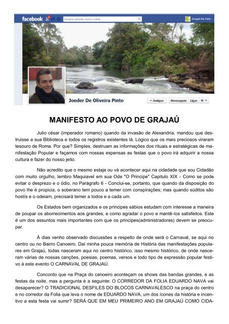 um Manifesto ao Povo de Grajaú publicado na rede ... - Grajaú de Fato