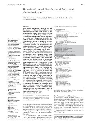 Functional bowel disorders and functional abdominal pain - Gut - BMJ