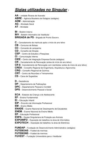 Clique AQUI e acesse a relaÃ§Ã£o completa de Siglas