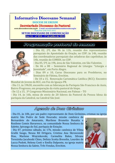 Informativo Diocesano Semanal - Diocese de Erexim