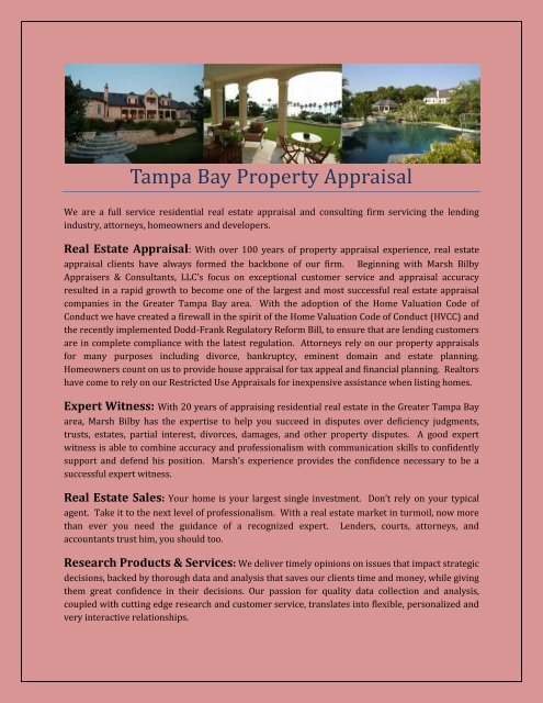 Tampa Bay Property Appraisal