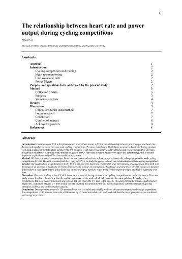 The Relationship Between Heart Rate And power Output - Toppfysik