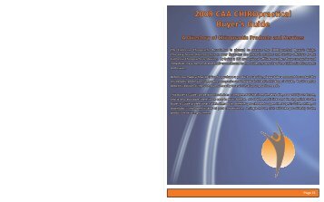 2009 CAA CHIROpractical Buyer's Guide - CCA Journal magazine