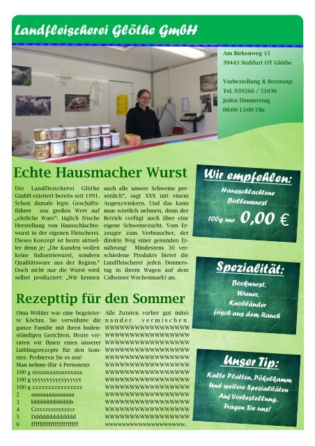 Wochenmarktmagazin Calbe Ausgabe 01-2015