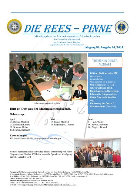 Die Rees – Pinne 1/2014 Marinekameradschaft Simbach/Inn