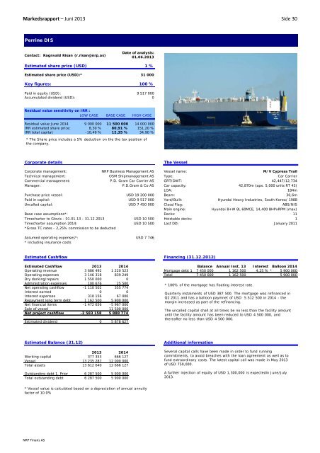 Markedsrapport â Juni 2013 - NRP AS