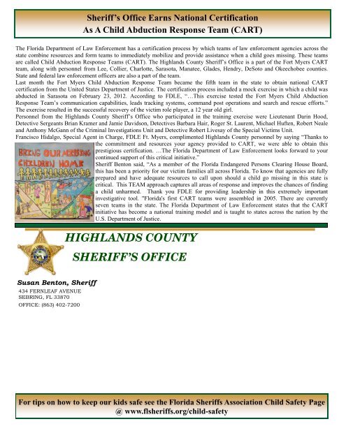 April - Highlands County Sheriff's Office