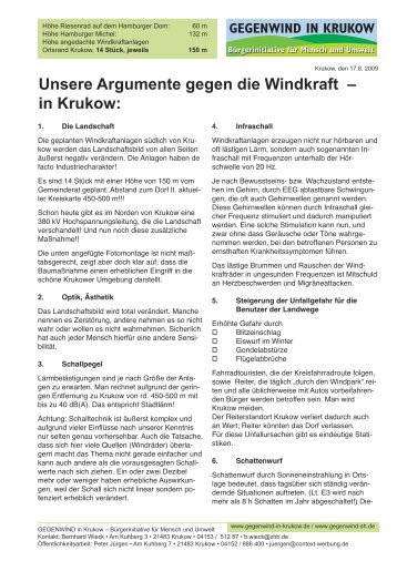 Unsere Argumente gegen die Windkraft â€“ in Krukow: - Gegenwind SH