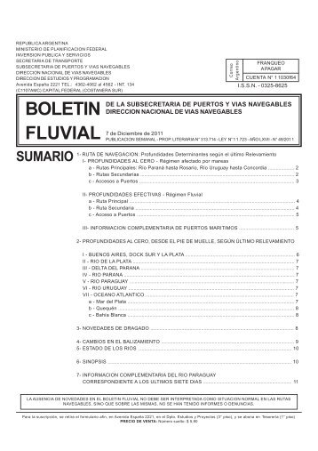BoletÃ­n Fluvial 49 - SubsecretarÃ­a de Puertos y VÃ­as Navegables
