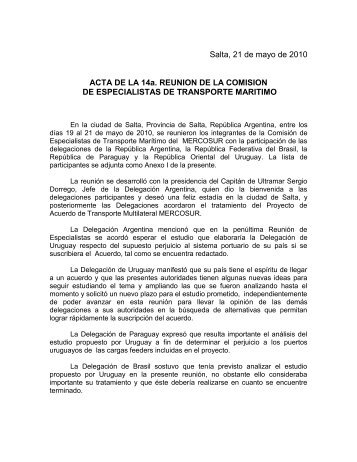 ACTA DE LA 14a. REUNION DE LA COMISION DE ...