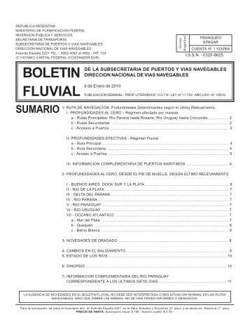 BoletÃ­n Fluvial 01 - SubsecretarÃ­a de Puertos y VÃ­as Navegables