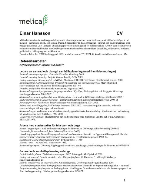 Einar Hansson CV - Melica