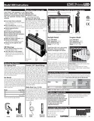 download Lowel Prime LED 800 Instructions (PDF)