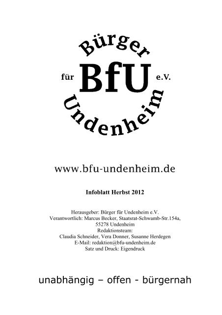 Infoblatt 09_2012 - Bürger für Undenheim eV