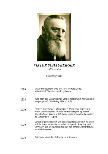 VIKTOR SCHAUBERGER 1885 â€“1958 Kurzbiografie - Wasser