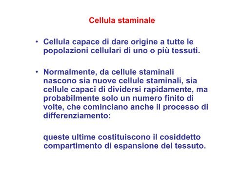 • Il differenziamento è il processo mediante il quale una ... - Bgbunict.it