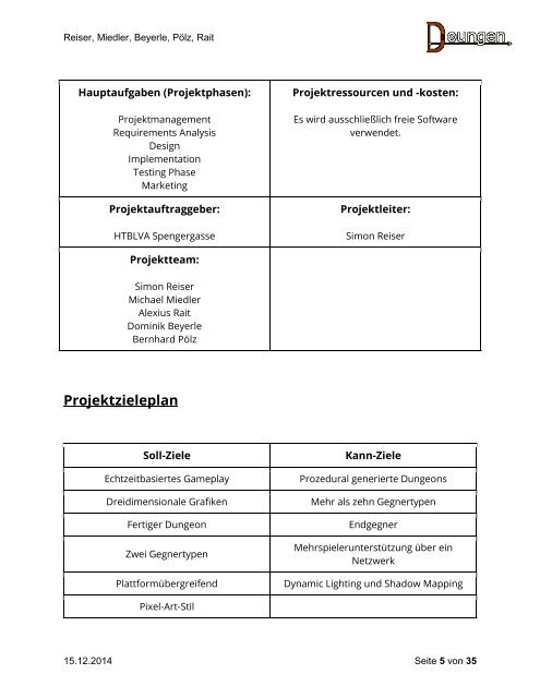 Doungen the Game - Projekthandbuch 