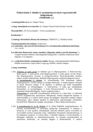 TKBE0401_L Fizikai kémia I. - Debreceni Egyetem